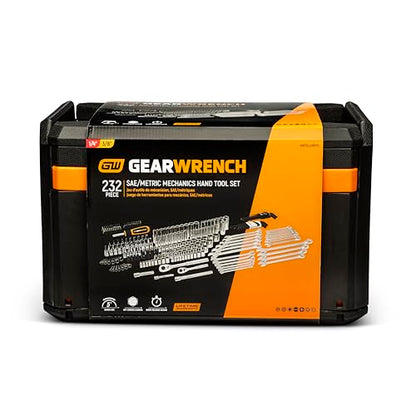 GEARWRENCH Mechanics Tool Set in 3 Drawer Storage Box, 232 Pc, 1/4 in and 3/8 in Drive, Metric/SAE | GW72LLCBMTS - style: 232 Piece