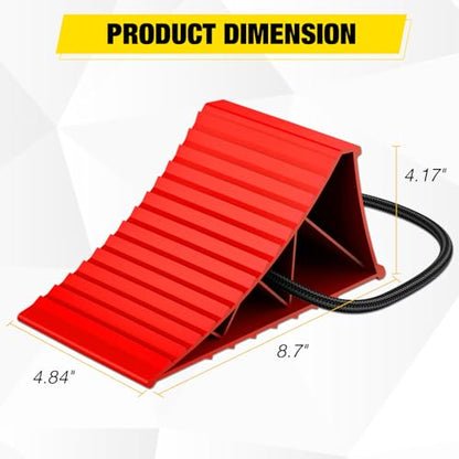 Nilight Wheel Chocks, Heavy Duty Wheel Stopper for Car, Truck, RV, Trailer, Caravan, Motorcycle, 8.7" x 4.8" x 4.2", 2-Pack(Red) - color: Red