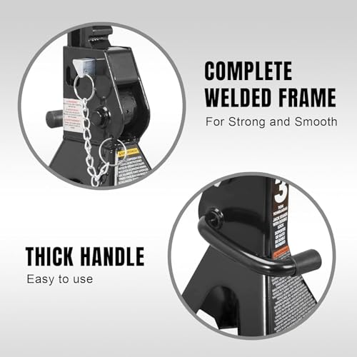 Big RED 3 Ton Double Locking Steel Jack Stands, for Lifting UTV/ATVS, Small Trucks and SUVS, Heavy Duty Steel, 6000lbs Capacity, 1 Pair, Black - color: Black, size: 3 ton, style: Double Locking