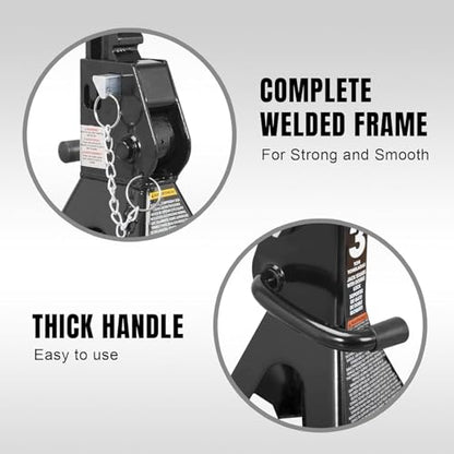 Big RED 3 Ton Double Locking Steel Jack Stands, for Lifting UTV/ATVS, Small Trucks and SUVS, Heavy Duty Steel, 6000lbs Capacity, 1 Pair, Black - color: Black, size: 3 ton, style: Double Locking