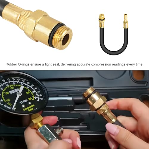 4PCS W80577 Compression Tester Spark Plug Adapters, 10/12/16/18mm Cylinder Compression Test Tool Spark Plug Adapter, Engine Diagnostic Tool Thread Adapters with O-Ring