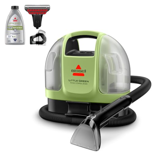 BISSELL Little Green Mini Cordless Portable Carpet and Upholstery Deep Cleaner, Car/Auto Detailer, with HydroRinse Self-Cleaning Tool and 4" Tough Stain Tool, 4015 - style: Little Green Mini Cordless