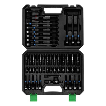 TecoTek 52PCS 1/4" Drive Impact Socket Set & Magnetic Nut Driver Set, Deep & Shallow Socket Metric(4-15mm), Metric Nut Driver Set(6-14mm) for 1/4" Quick-Change Hex Shank