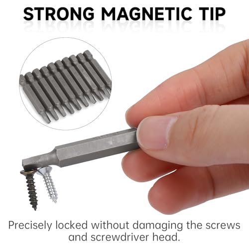 10 PCS 1/4 Inch Hex Shank Square Head SQ2 Screwdriver Bit Set, 2 Inch/50 mm Length, S2 Steel, Power Tools with Magnetic for Screwdriver Drill Impact Driver