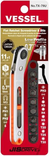 VESSEL Low-Profile Flat Plate Ratchet Screwdriver Set (TX79U (15° Bent-up Type)) - color: Tx79u (15° Bent-up Type)