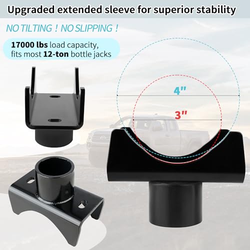 SUNJIKA Bottle Jack Axle Adapter for 2-4 in Round and 2 in Square Axles - color: Black