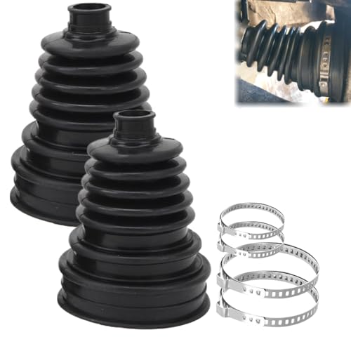 2PCS CV Boot Kit, Universal CV Axle Boot Repair Kit with 4 Stainless Steel Clamps, Waterproof Dustproof CV Joint Boot for Axle Shaft 19mm-24mm