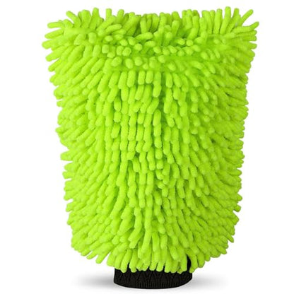 Premium Car Wash Mitt Microfiber - Scratch-Free Lint-Free, Ultra-Soft Chenille Material, (7.1"x9.8") 1 Pack, for Car Washing, Interior & Home Cleaning (Green) - color: Green