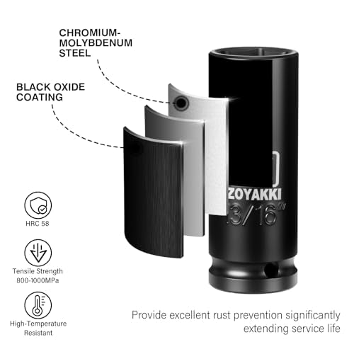 1/2" Drive 13/16" Deep 6 Pt CR-MO SAE Impact Socket for Axle Nuts - size: 13/16"in., style: 1/2" Drive Deep