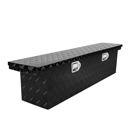 Crossover Tool Box Deep 14" H x 12" D x 60" L Waterproof Lockable Aluminum Black Truck Storage Box Compatible with Chevy Colorado,Ford Ranger,GMC Canyon（For Mid-Size Trucks - color: Black, size: 60"x12"x14"