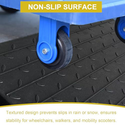 OrangeStar Heavy Duty 3" Rise Rubber Threshold Ramp | Wheelchair & Scooter Ramp with Cord Channel, Non-Slip Angled Entry for Doorways, Steps & Garages (Black, 36" Length) - size: 3in