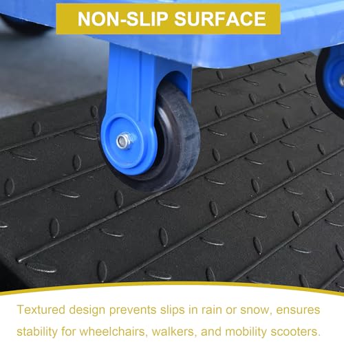 OrangeStar 4" Rise Rubber Threshold Ramp with Cord Channel | Wheelchair & Scooter Ramp, Non-Slip Angled Entry for Doorways, Steps & Garages, 2200 LBS Capacity (Black, 36" Length) - size: 4in