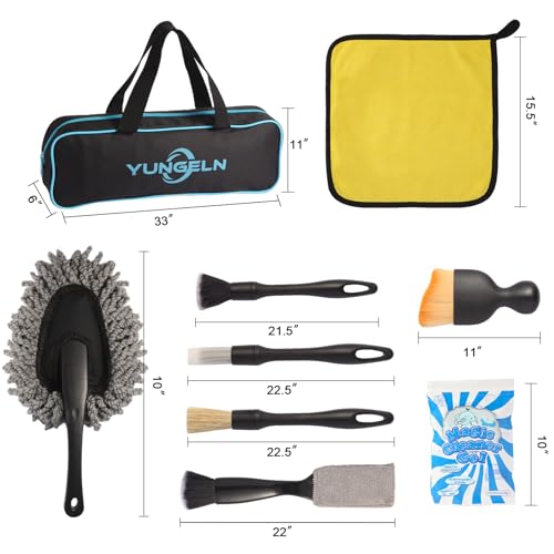 Car Detailing Brush Kit with Detail Brushes,Car Interior Detailing Brushe,Car Dust Brush,Cleaning Gel,Car Interior Cleaning Tool for Truck SUV Car Accessories