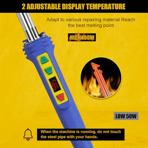 100W Digital Plastic Welder Iron UL Certified Adjustable Temp Kit | UL Certified 100W plastic welder with LED digital display and adjustable temp control for stable, safe plastic fusion repair