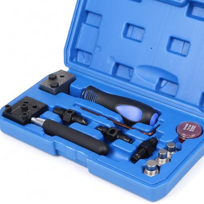 11PCS Brake Line Flaring Tool Kit, 3/16" and 1/4" SAE & 3/16" DIN Double & Single Flaring Tool for Vehicle Brake Hydraulic Lines