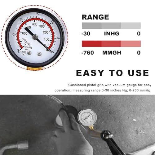 Hand Held Vacuum Pump Brake Bleeder Kit, Brake Clutch Fluid Bleeder Vacuum Pump Pressure Tester with Gauge Adapters, Automotive Brake Fluid Bleeding Set with Protected Case