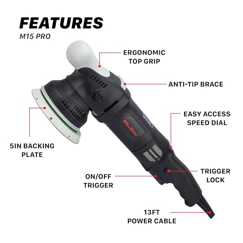 Maxshine M15 Pro Dual Action Polisher & Cut Polish Kit – 15mm Long Throw 1000W Car Buffer with 5” Backing Plate, Variable Speed 2,500–5,000 OPM – Detailing Tool for Cars, Trucks, SUVs & Boats - color: 5" Cut & Polish Kit