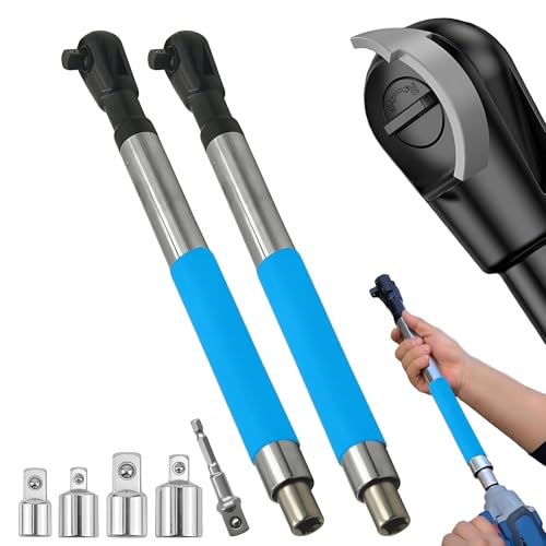 Offset Extension Wrench Impact – Electric Ratchet Wrench, Multifunctional & Durable Power Ratchet Wrenches, Chain Drive Wrench Extender, Dual-Mode Torque Control, Compatible with 1/2" Sockets(2xBlue) - color: Blue 2 Pack