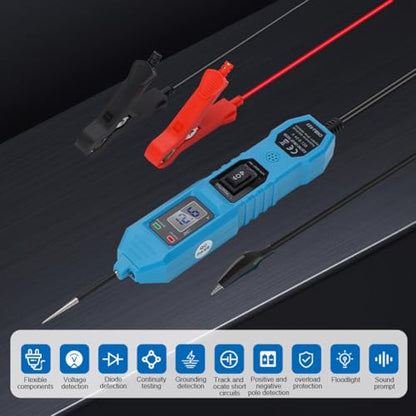 Multifunctional Car Circuit Tester, 3.5-36V DC Automotive Power Circuit Tester with LCD Display and Sharp Probe, Electric Test Pen for Car Battery Polarity Continuity Fuses (Blue)