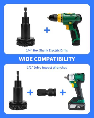 Brake Cleaner & Wheel Hub Cleaning Tool Kit, 5 Grinding Heads for Rust Removal, Fits Drill - Car Truck SUV Maintenance