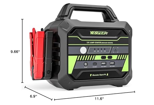 YESPER 6000A Car Starter Jump Box - 78000mAh Heavy Duty Truck Battery Jump Starter for All 12V Diesel & Gas, SuperSafe Portable Jump Pack, Powerful Force Start Jumper Box (-40°F to 140°F)
