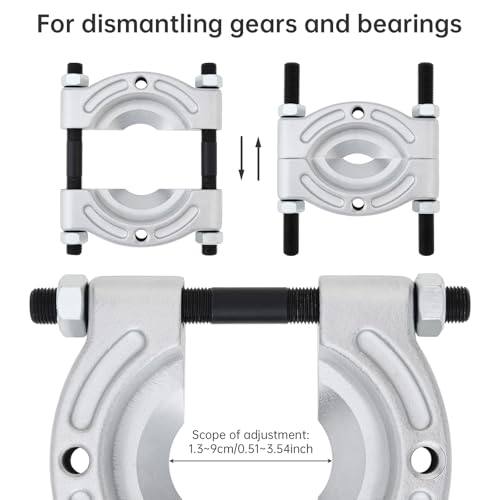 ChgImposs Heavy Duty Bearing Puller Tool with 1/2"–4-5/8" Jaw Spread, 1/2"-13 Threaded Holes, 4" Chrome-Plated Gear & Pinion Splitter for Wheel Hub, Bearing, Pulley – Auto & ATV Use - size: 1/2"–4-5/8" with 1/2"-13 Threaded