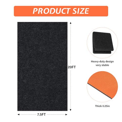 7’7” X 19‘8“ Heavy Duty Oil Spill Mat, Garage Floor Mat for Under Car, 1/4inch Thicked Waterproof Rubber Backing Mat Protect Floor, Reusable Oil Drip Leak Absorbent Pads (Black) - size: 7'7" x 19'8" (Rectangular)