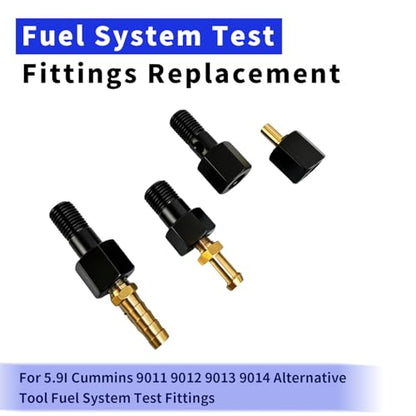 Fuel System Test Fitting Adapter Kit for 5.9L Cummins Diesel, Compatible with 9011 9012 9013 9014, CNC Machined High Pressure Leak Detection Tool Set, Solid Brass Construction