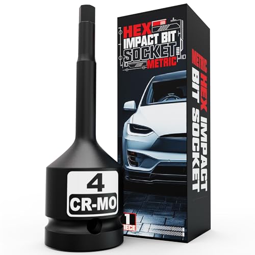 1/2" Drive 4 mm Hex Impact Bit Socket, H4 Allen Bit Socket, Metric, Cr-Mo Steel, Automotive Repair Industrial Maintenance and DIY Enthusiasts Alike - size: 1/2" H4 Deep