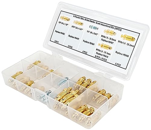36 PCS Bleeder Valve,Brake Bleeder Screw Assortment Kit Replace H9402-6, H9403-6, H9404-6, H9406-6, H9407-6, H9410-6