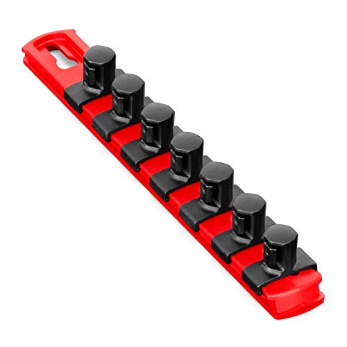 Ernst Manufacturing - 8412-Red-1/2 8-Inch Socket Organizer with 7 1/2-Inch Twist Lock Clips, Red - color: Red, size: 1/2-Inch Twist Clips, style: 8-Inch
