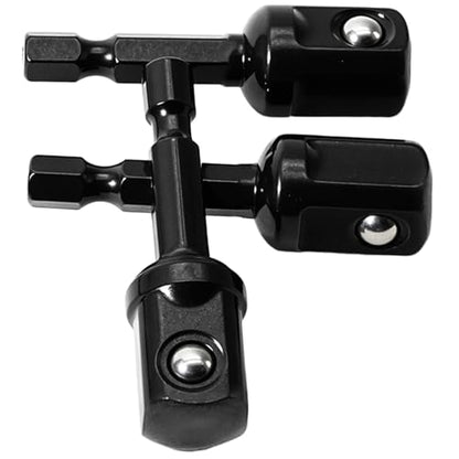 20 Pack 1/2" Square Socket Bit Adapter & Hex Impact Socket Bits | 1/4 Hex Shank, Black, For Drills, Drivers, Impact Wrenches, Automotive DIY Repairs - size: 1/2"
