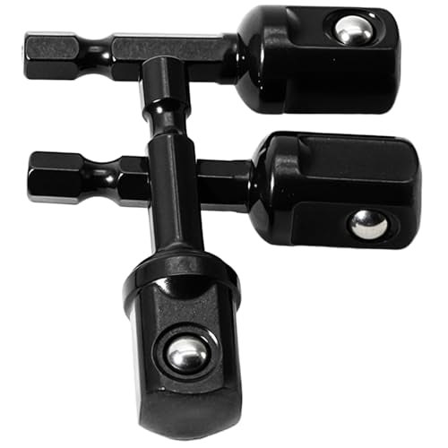 20 Pack 1/2" Square Socket Bit Adapter & Hex Impact Socket Bits | 1/4 Hex Shank, Black, For Drills, Drivers, Impact Wrenches, Automotive DIY Repairs - size: 1/2"