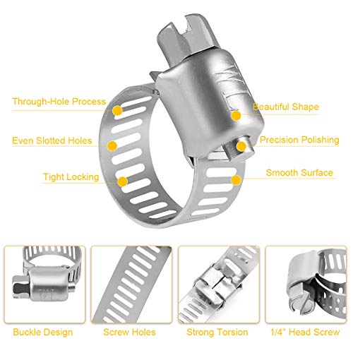 WINL Stainless Steel Hose Clamps - 22 Pack Worm Gear Drive Hose Clamps Micro Size 6 Clamping Range from 5/16 Inch to 7/8 Inch (8mm-22mm) for Automotive Plumbing, 1/2'', 3/4'' Clamps - size: Micro#6 (5/`6" ~ 7/8")