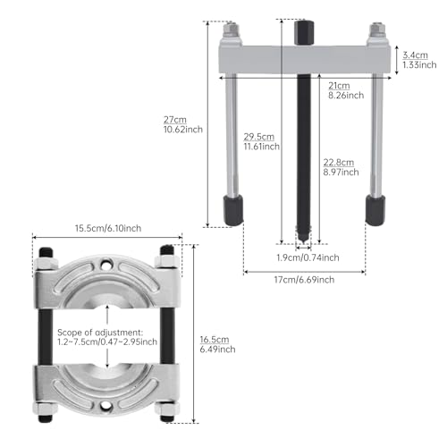 ChgImposs Heavy Duty Bearing Puller Set – 1/2–4-5/8in Gear Pinion & Bearing Separator with 10 Ton Push Puller for Wheel Hub, Bearings, Gears, Pulleys, Steering Wheels, Chrome Vanadium Steel