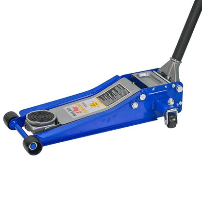 3-Ton Low-Profile Floor Jack Dual-Piston Pump 3.1-18.7in Lift Aluminum Steel Blue Silver for Cars Trucks SUVs - color: Blue,Silver_1