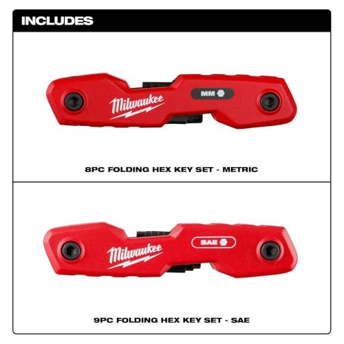 Milwaukee Electric - 17-Key Folding HEX Key Sets - SAE/Metric