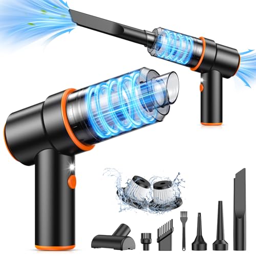 KMM Handheld Car Vacuum Cleaner, 11000PA Vacuum Cleaner & Air Duster, 120W High Power Vacuum Portable Cordless, Hand Held Vacuum Rechargeable with Multi-Nozzles & LED Light for Home, Car, Office - color: Orange Black