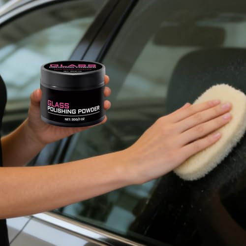 Glass Polishing Powder Window Cleaner | 30g Glass Polishing Compound with Sponge for Automotive Vehicle Cars SUV Van Truck RV Restoration