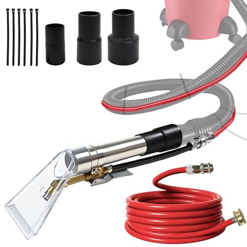 Happy Tree Universal Fit All Brands' Shop Vac Extractor Hose Kit Adapter Wet-Dry Extraction Accessory for Upholstery & Carpet Cleaning Auto Detailing Wet Vaccum Accessories with 25 Feet Water Hose - size: Small with Spray Nozzle & Water Hose
