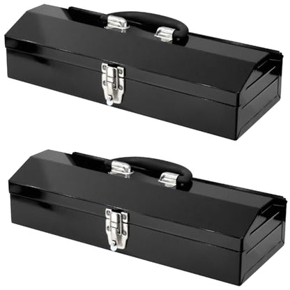 2Pack Portable Tool Box, Metal Tool Box, 4 Non-Slip Foot Pads, Ideal for Trailer, Mechanic, DIY-ers, Car Toolbox, Workshops, Garages, Repair Shops,Black - size: 2P-Black