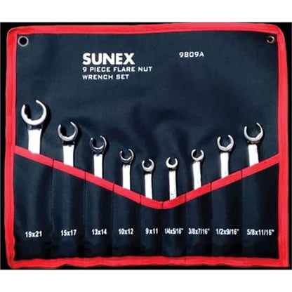 Sunex (SUN9809) 9 Piece SAE and Metric Flare Nut Wrench Set