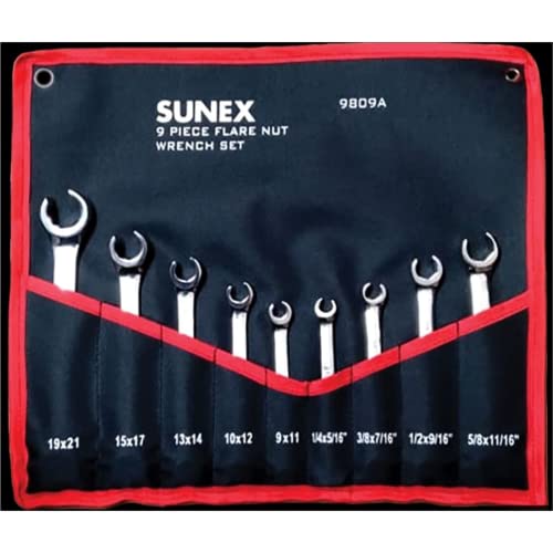Sunex (SUN9809) 9 Piece SAE and Metric Flare Nut Wrench Set