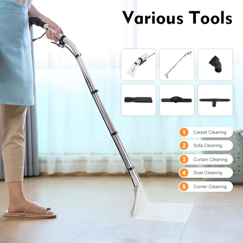 Carpet Cleaning Machine 40L, Professional Commercial 3 in 1 Carpet Extractor with 1049W Strong Suction Spray & Vacuum,Portable Heavy Duty Stainless Steel Wet Dry Cleaner for Carpet Sofa Upholstery Car