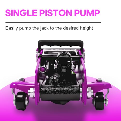 2.5 Ton Floor Jack Low Profile, Heavy-Duty Steel Racing with Single Piston Lift Pump, Lifting Range 4.5"-15.94" （Pink）