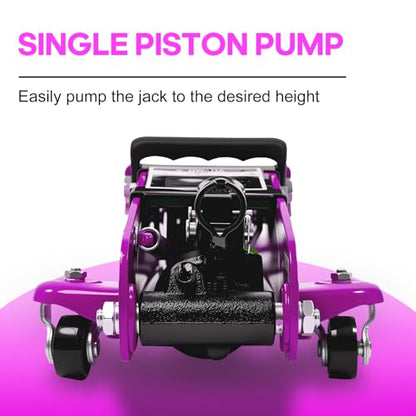 2.5 Ton Floor Jack Low Profile, Heavy-Duty Steel Racing with Single Piston Lift Pump, Lifting Range 4.5"-15.94" （Pink）