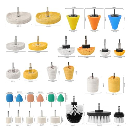 Unicaravan Aluminum Wheel Polishing Kit for Drill Buffing Wheel 31PCS | For Car Motorcycle Wheel Rim Manifold Polishing for Stainless Steel Chrome Plastic Ceramic Glass Woods Machine Jewelry etc - style: 31PCS