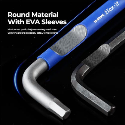 toolant Metric Allen Wrenches Sets 9pcs, Extra Long Arm Allen Key Set with Ball End, Crafted Hex Key Set with Color Coded Sleeves, Unique Patented Holder Design for Magnetizing and Demagnetizing - size: 9pcs(Metric)