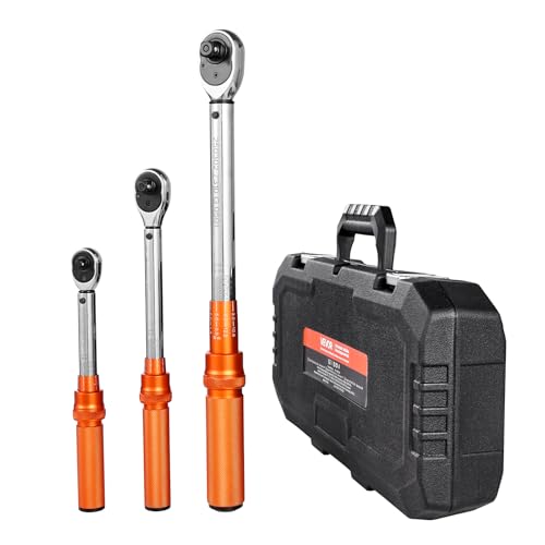 VEVOR 1/4 3/8 1/2 Inch Drive Torque Wrench, 3Pcs Click Torque Wrench Set 20-240IN-LB, 5-45FT-LB, 10-170FT-LB, Dual-Direction Adjustable 72 Tooth for Bicycle, Moto and Car Maintenance - size: 1.7-20 FT.LB, 5-45 FT.LB, 10-170 FT.LB, style: 1/4, 3/8, 1/2-Inc