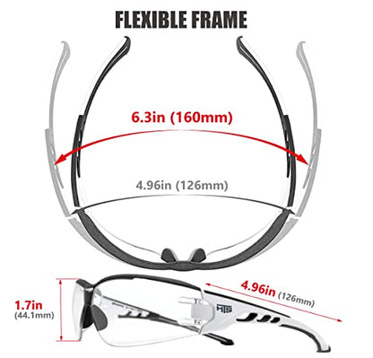 HTS HUNTERSKY Super Flexible Lightweight Anti Fog Wrap-Around U6 Clear Shooting Safety Glasses with ANSI Z87.1 Scratch Resist - color: Black / Clear (With Case)